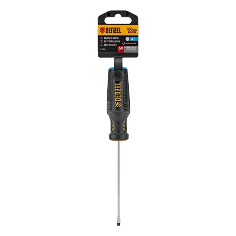 Chave De Fenda 1/8 Polegada 4 Polegadas Sl3x100 Mm Aço Crv Cabo 3 Componentes Denzel