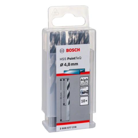 Broca Metal Bosch Aço Rápido Hss-Pointteq 4,8mm 10 Peças