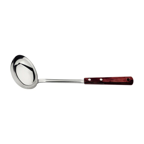 Concha Tramontina Polywood Aço Inox Cabo Madeira Tratada Vermelho Para Servir Sopas E Caldos