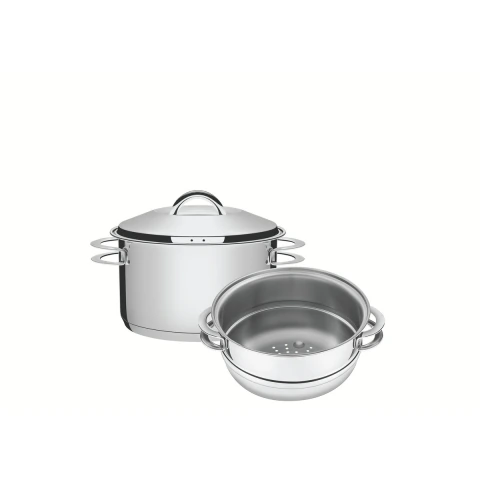 Jogo De Cozi-Vapore Tramontina Solar Aço Inox 16 Cm 2 Peças Fundo Triplo Indução