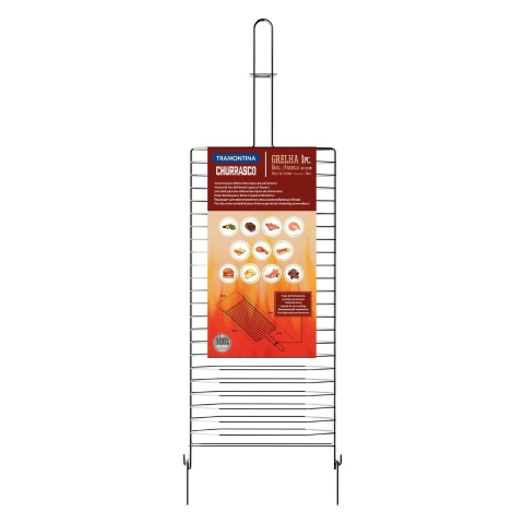 Grelha Para Churrasco Tramontina Em Aço Inox 72x23 Cm Com Trava De Segurança Alta Durabilidade