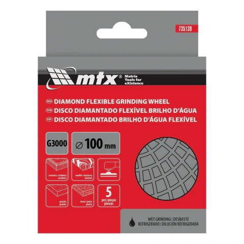 Disco Lixa Diamantada Flexível Refrig G3000 MTX 100mm P3000 3mm 5mm Acabamento Impecável