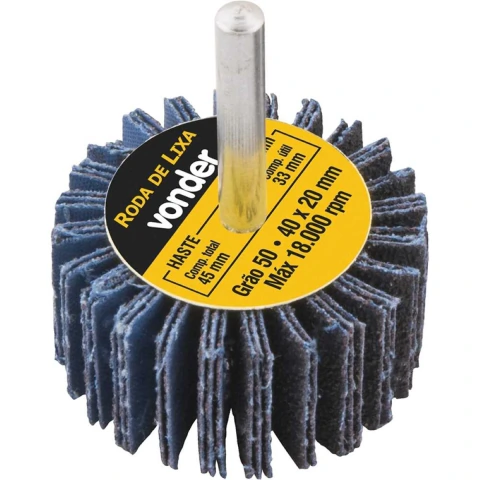 Roda lixa minikontour 40x20mm g50 haste 6mm Vonder