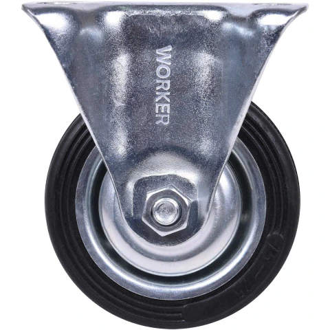 Rodízio 6'' 160Mm Fixo Borracha Preta Aço Zincado Para Carrinhos Worker