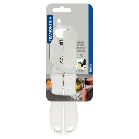 Abridor De Latas Tramontina Utilità Aço Inox Cabo Polipropileno Branco Resistente Ergonômico