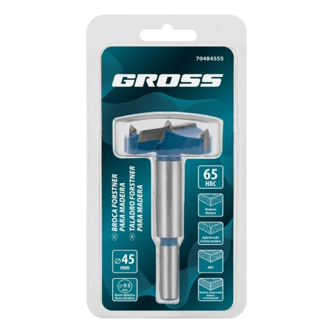 Broca Fresa Forstner Para Madeira 45mm Haste Cilíndrica