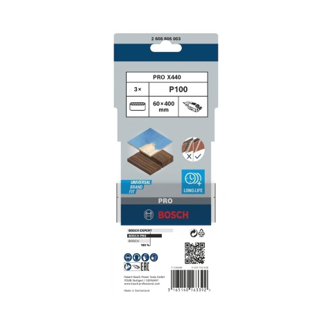 Cinta De Lixa Bosch Pro X440 60X400mm Grano 100 3Un