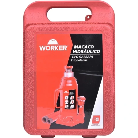 Macaco Hidráulico Garrafa 2 Ton 158-308mm Worker Compacto Com Maleta