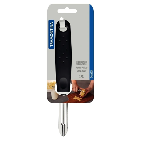 Descascador De Legumes Manual Tramontina Utilità Aço Inox Cabo Polipropileno Preto Cozinha Prática