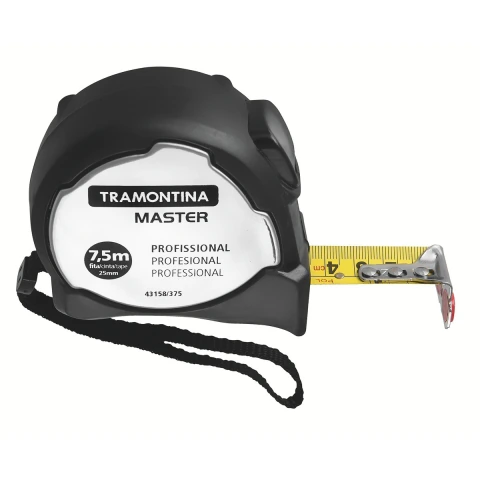 Trena Profissional Tramontina Master Com Ponta Magnética E Corpo Em Aço Inox 7,5m