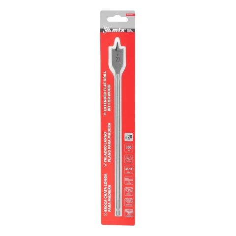 Broca Chata Madeira 20 X 300mm Hexagonal 7mm Aço 45 MTX