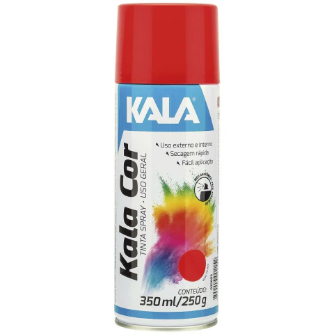 Tinta Spray Uso Geral Vermelho 350Ml Cores Vibrantes Proteção Duradoura Kala