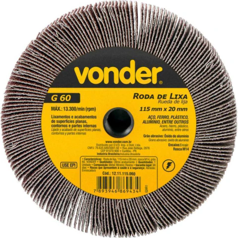 Roda De Lixa G60 115X20Mm Rosca M14 Vonder Para Esmerilhadeira