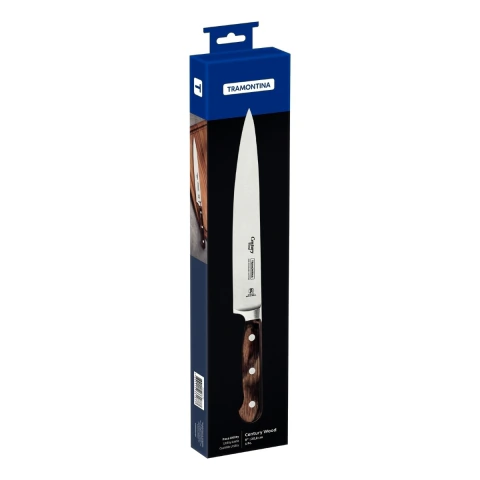 Faca Utility Tramontina Century Wood 8 Polegadas Aço Inox Forjado Cabo Madeira Tratada Profissional