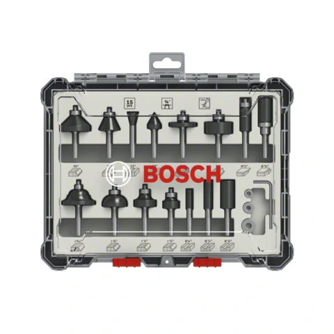 Jogo De Fresas Misto Bosch Encaixe De 1/4'' 15 Peças