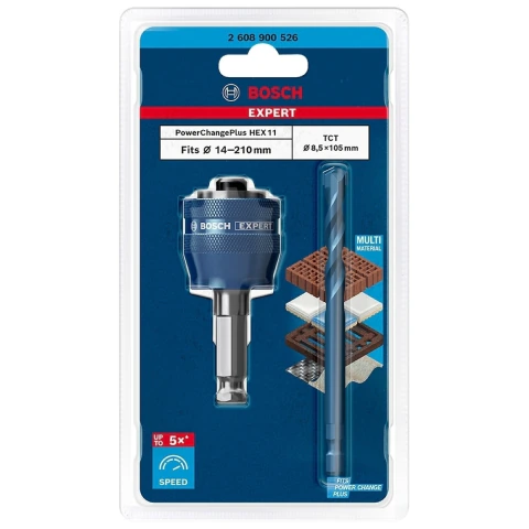 Adaptador P/Serra Copo Bosch Expert 11mm + Broca Tct 8,5mm