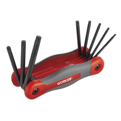 Jogo Chave Torx 8 Peças Tipo Canivete Aço Cromo Vanádio Worker