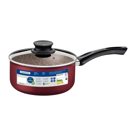 Panela Tramontina Paris 20 cm 2,9 L Vermelha Antiaderente Starflon Max com Tampa de Vidro