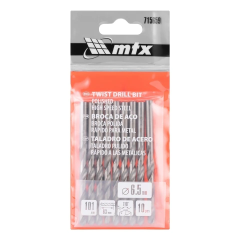 Broca Aço Rápido Para Metal 6,5mm 10 Peças HSS 62-65 HRC