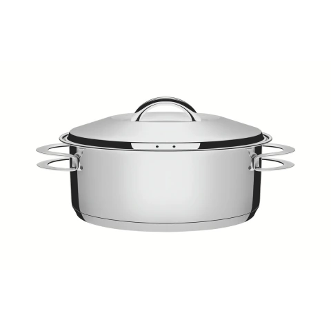 Caçarola Tramontina Solar Rasa Aço Inox Fundo Triplo 24 cm 4,7 L Compatível Indução Forno 260°C