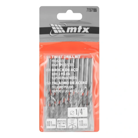 Brocas Aço Rápido Metal 10 Unidades 1/4'' HSS 62-65HRC MTX
