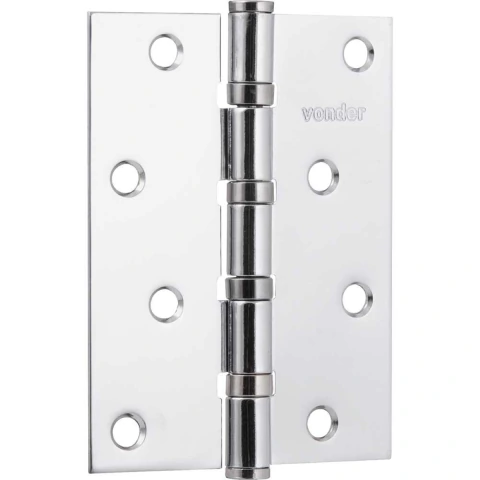 Dobradiça p/ porta 4" aço carbono cromado c/ 3 peças Vonder
