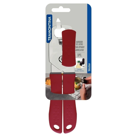 Abridor De Latas Tramontina Utilità Aço Inox Cabo Polipropileno Vermelho Resistente Ergonômico