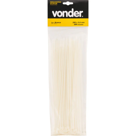 Abraçadeira de nylon 200x4,8mm branca com 20 peças Vonder