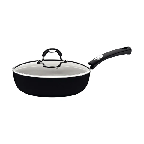 Frigideira Funda Tramontina Mônaco Induction 24 Cm 2,7 L Com Tampa Antiaderente Starflon Premium Preto