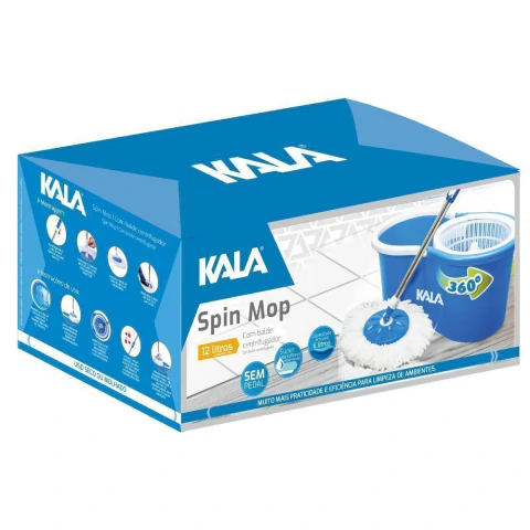 Mop Giratório Spin 12 Litros Kala 235635 Microfibra Aço Inoxidável