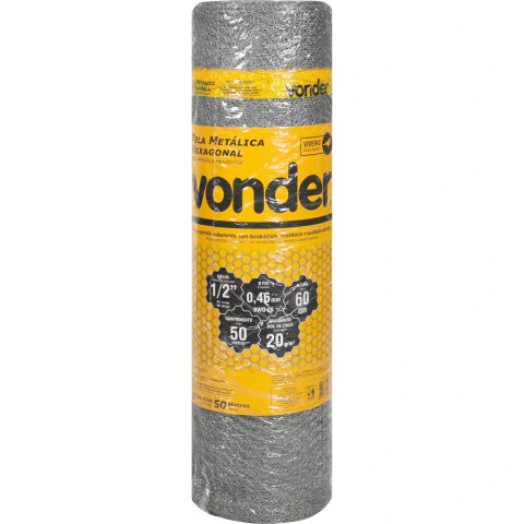 Tela Metálica Viveiro Hex Malha 1/2'' BWG26 0,6m 50m Vonder