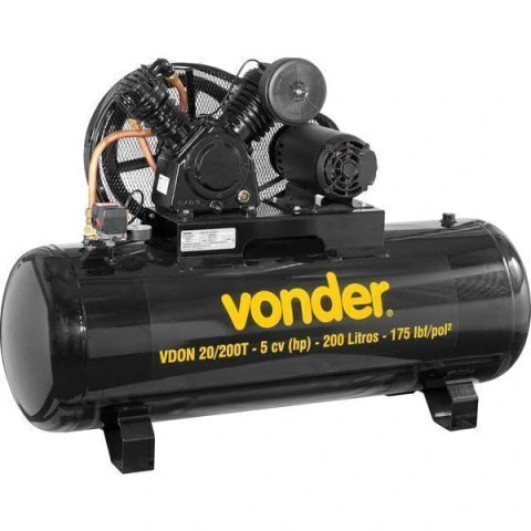 Compressor De Ar 20 Pcm 5hp 135 Lbf/pol² 200 Litros Trifásic
