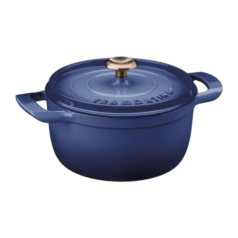 Caçarola Tramontina Ampezzo Ferro Fundido Esmaltado Azul 26 cm 5,6 L Tampa Com Saliências Indução