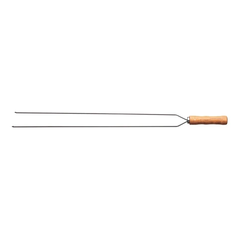 Espeto Duplo Para Churrasco Tramontina Aço Inox Cabo Madeira 95 Cm Resistente Alta Durabilidade