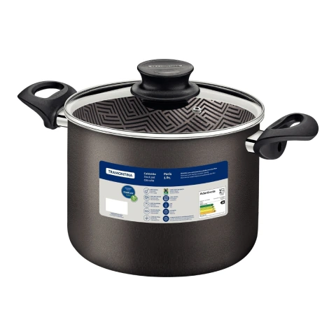 Caldeirão Tramontina Paris Antiaderente Starflon Max Chumbo 26 cm 9,6 L Com Tampa De Vidro