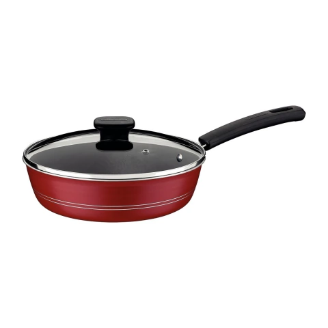 Frigideira Funda Tramontina Sicília 24 cm 2,5 L Antiaderente Starflon Excellent Com Tampa Vermelha