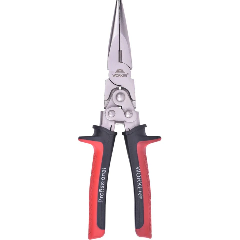 Alicate Bico Meia Cana 8'' Força Dupla Aço Carbono Resistente Worker