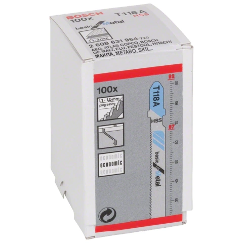 Lâmina Serra Tico Tico Bosch T118A Basic For Metal 100 Peças