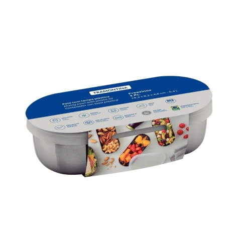 Pote Para Alimentos Tramontina Freezinox Aço Inox Tampa Plástica 0,4 L Hermético Alta Durabilidade