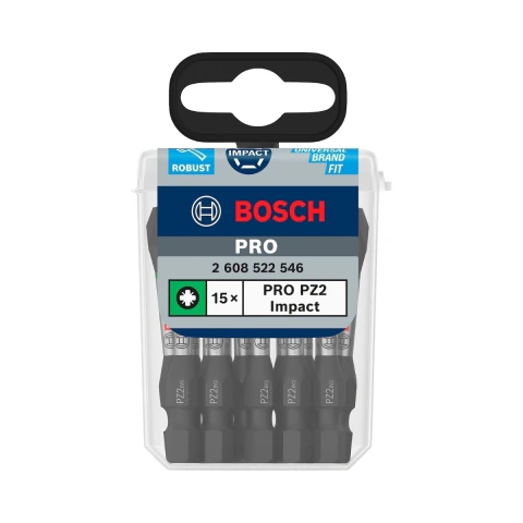 Jogo De Bits Bosch Pro Pozidriv Impact Pz2 55mm 15Un