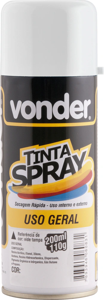 Tinta spray branco fosco 200ml/110g Vonder