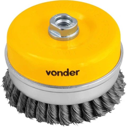 Escova Copo 5'' Rosca M14 6500Rpm Aço Carbono Torcido Vonder