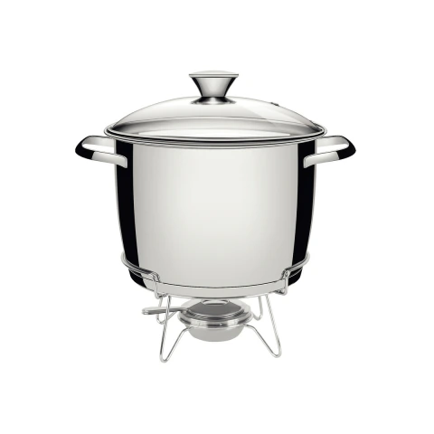 Rechaud Tramontina Allegra 7,8 L Aço Inox Fundo Triplo com Fogareiro e Tampa de Vidro