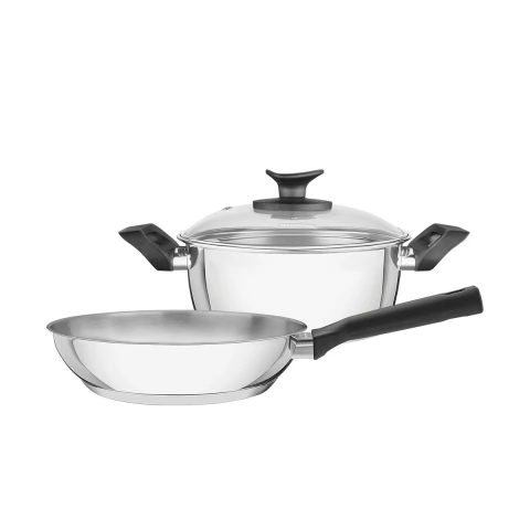 Jogo De Panelas 2 Peças Fundo Triplo Aço Inox Baquelite Tramontina Allegra