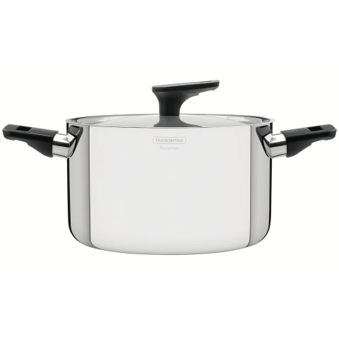 Caçarola Tramontina Grano Baquelite Aço Inox Corpo Triplo 24 Cm 5,8 L Tampa Antitérmica Indução