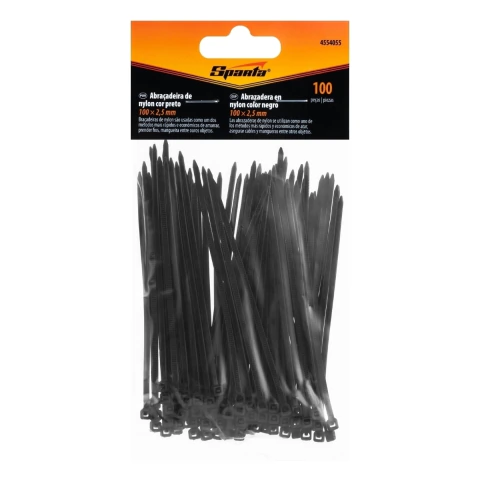 Abraçadeira De Plástico 100x2,5 Mm Nylon Preto 100 Peças Sparta Cintos De Amarração