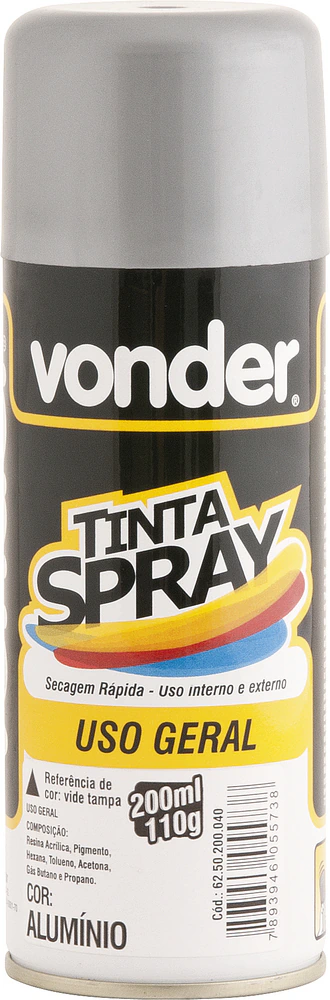 Tinta spray alumínio 200ml/110g Vonder
