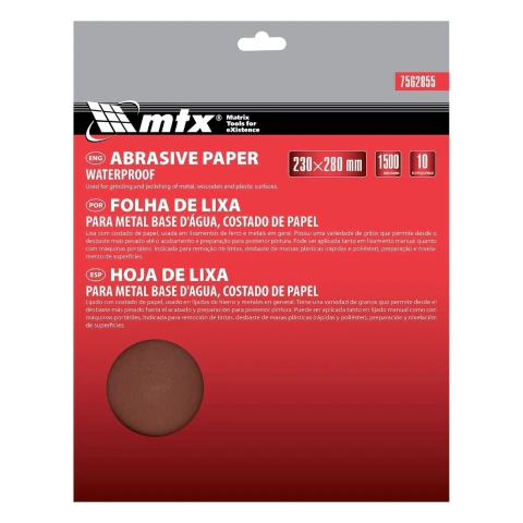 Folha De Lixa Costado De Papel Grão 1500 230x280 Mm 10 Peças Mtx Para Acabamento E Polimento