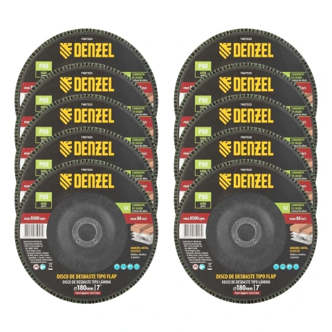 Disco Desbaste Denzel 7407555 Grão 80 180x22,2mm