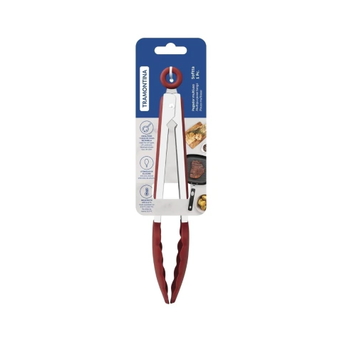 Pegador Multiuso Tramontina Softta Silicone Vermelho 27 Cm Resistente 210 Graus Aço Inox
